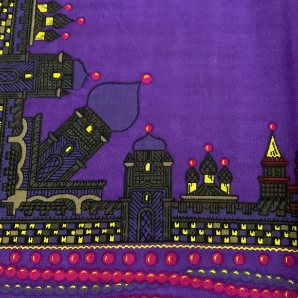 ALBERT NIPON VINTAGE WOOL CHALLIS SCARF STOLE WITH RUSSIAN MOTIFS - Picture 8 of 16